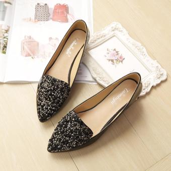Brand Designer Shoes Women Flat Heels Pointed Toe Shoes Sequin Black Party Wedding Shoes Slip-on Ballet Single Shoes 34-43 Juni 2018 - 4 Brand Designer Shoes Women Flat Heels Pointed Toe Shoes Sequin Black Party Wedding Shoes Slip-on Ballet Single Shoes 34-43 - 4