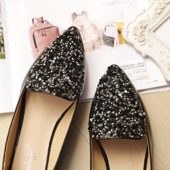 Brand Designer Shoes Women Flat Heels Pointed Toe Shoes Sequin Black Party Wedding Shoes Slip-on Ballet Single Shoes 34-43 Juni 2018 - 3 Brand Designer Shoes Women Flat Heels Pointed Toe Shoes Sequin Black Party Wedding Shoes Slip-on Ballet Single Shoes 34-43 - 3