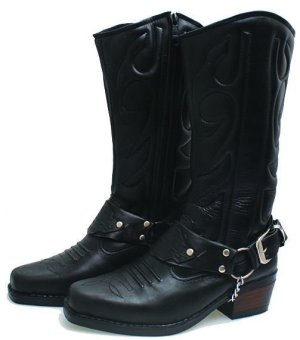 Gambar BSM Soga BNN 288 Sepatu Country  Biker Boots Pria Kulit Asli   Elegan   Hitam