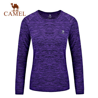 Gambar Camel luar ruangan kasual kebugaran yoga leher bulat lengan panjang t shirt (A7W1T6104, ungu)