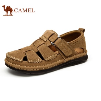 Gambar Camel Men s Daily Casual Sandals Close Toe Fashion Cow LeatherShoes(Brown)   intl