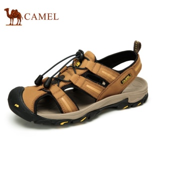 Gambar Camel Men s Daily Outdoor Leisure Sandals Cow Leather BeachShoes(Yellow)   intl