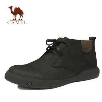 Gambar CAMEL Men s martin boots genuine leather casual male ankle bootsleather tooling boots(black)