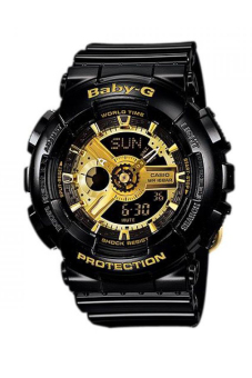 Gambar Casio Baby G Jam Hitam Gold  BA110 1ADR ORIGINAL + WARRANTY