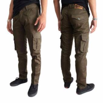 Gambar Celana cargo panjang slimfit khaki premium