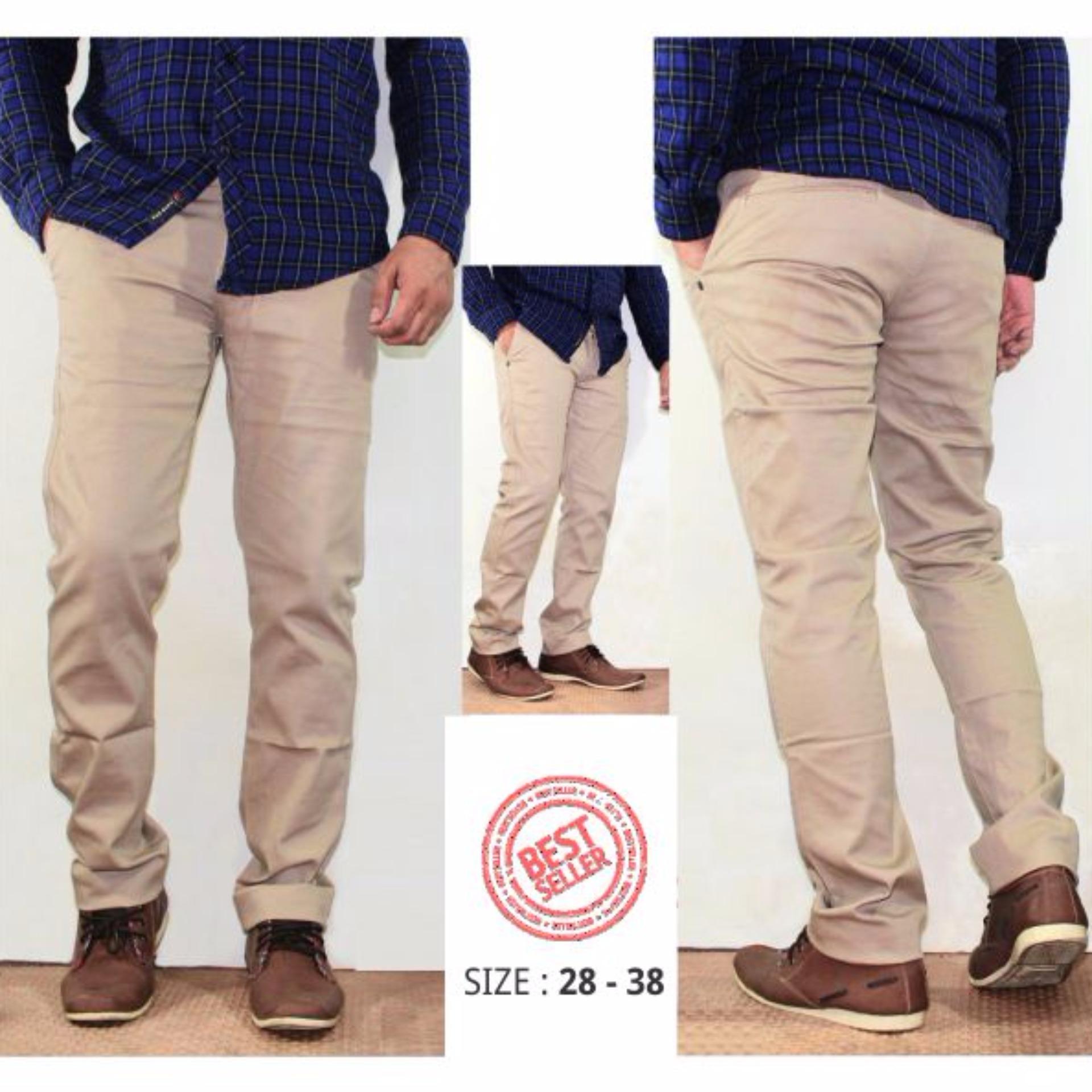 Celana Chino Pria Slimfit Bahan Melar dan Lembut - Cream