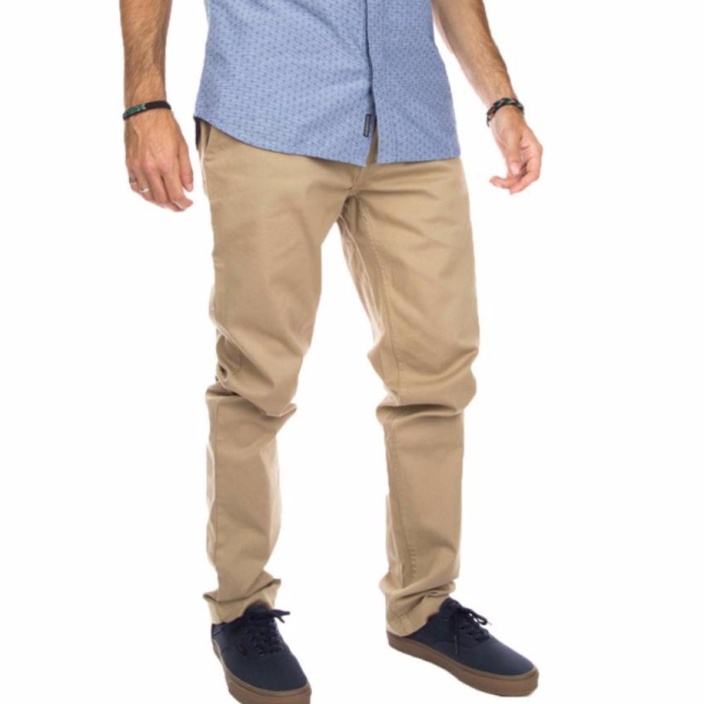 Celana chino pria slimfit cream