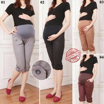 Gambar Celana hamil pendek 7per8 hotpant wanita jumbo short pant long pant Arissa   04 coklat tua