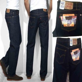 Gambar Celana Jeans Pria Reguler Standar Bahan Tidak Melar   Dongker