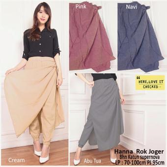 Gambar Celana joger rok panjang wanita jumbo long pant Hany   pink