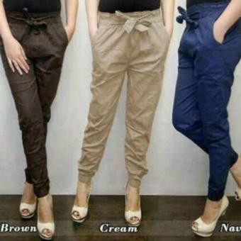 Gambar Celana Panjang Jogger Katun Wanita   Cream