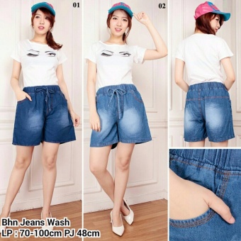 Gambar Celana pendek jeans hotpant wanita jumbo short pant Micka   biru tua