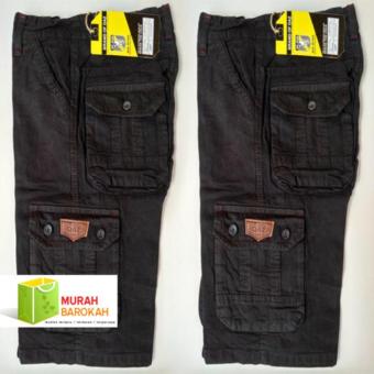 Gambar Celana Pendek Pria Cargo Hitam Size 27 32