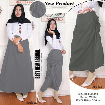 Gambar Celana rok 3in1 wanita jumbo long pant Zavia   abu