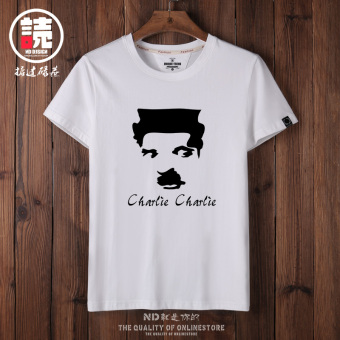 Gambar Chaplin laki laki lengan pendek t shirt t darah (Putih Chaplin avatar putih CKD)