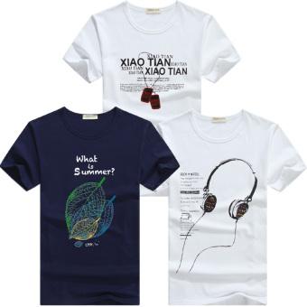 jual cheng hao pria lengan pendek t shirt headphone putih kalung putih daun biru di lazada jual cheng hao pria lengan pendek t shirt headphone putih kalung putih daun biru di lazada