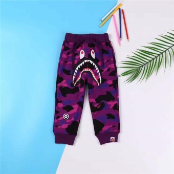 Gambar Children Camouflage Bape Shark Elastic Waist Full Length Pants forBoys and Girls Kids Active Trousers (Red, Green, Navy, Purple)  intl