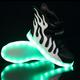 Gambar Children s LED lamp shoes boys and girls sneakers casual shoes twin wing LED light sports shoes   Black   intl