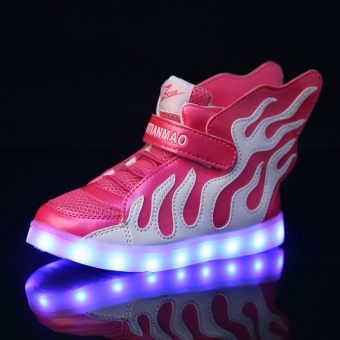 Gambar Children s LED lamp shoes boys and girls sneakers casual shoes twin  wing LED light sports shoes   Pink   intl