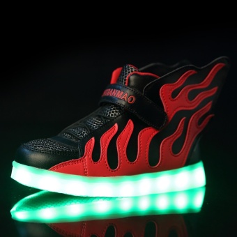 Gambar Children s LED lamp shoes boys and girls sneakers casual shoes twin  wing LED light sports shoes   Red   intl