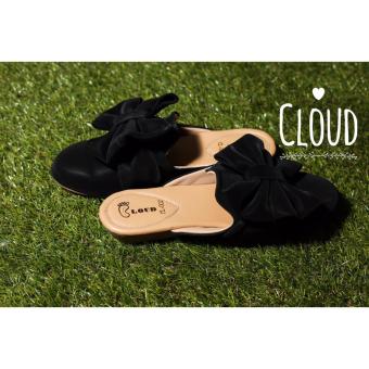 Jual Cloud Sepatu  Flat Shoes  Slipper Selop Hitam pita 