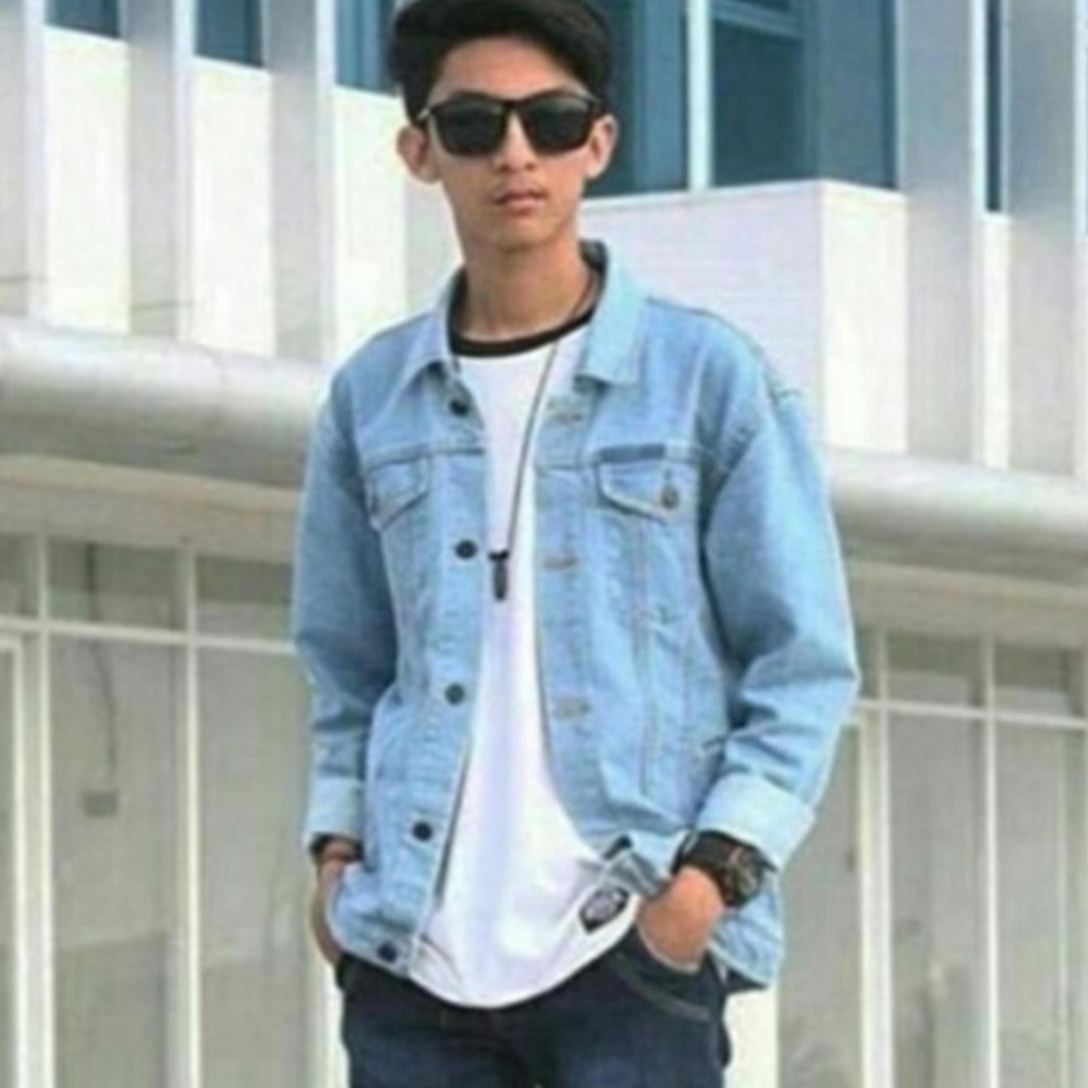 CLR NEW Jaket Jeans Denim Pria Men's - Bioblitz / Biru Muda