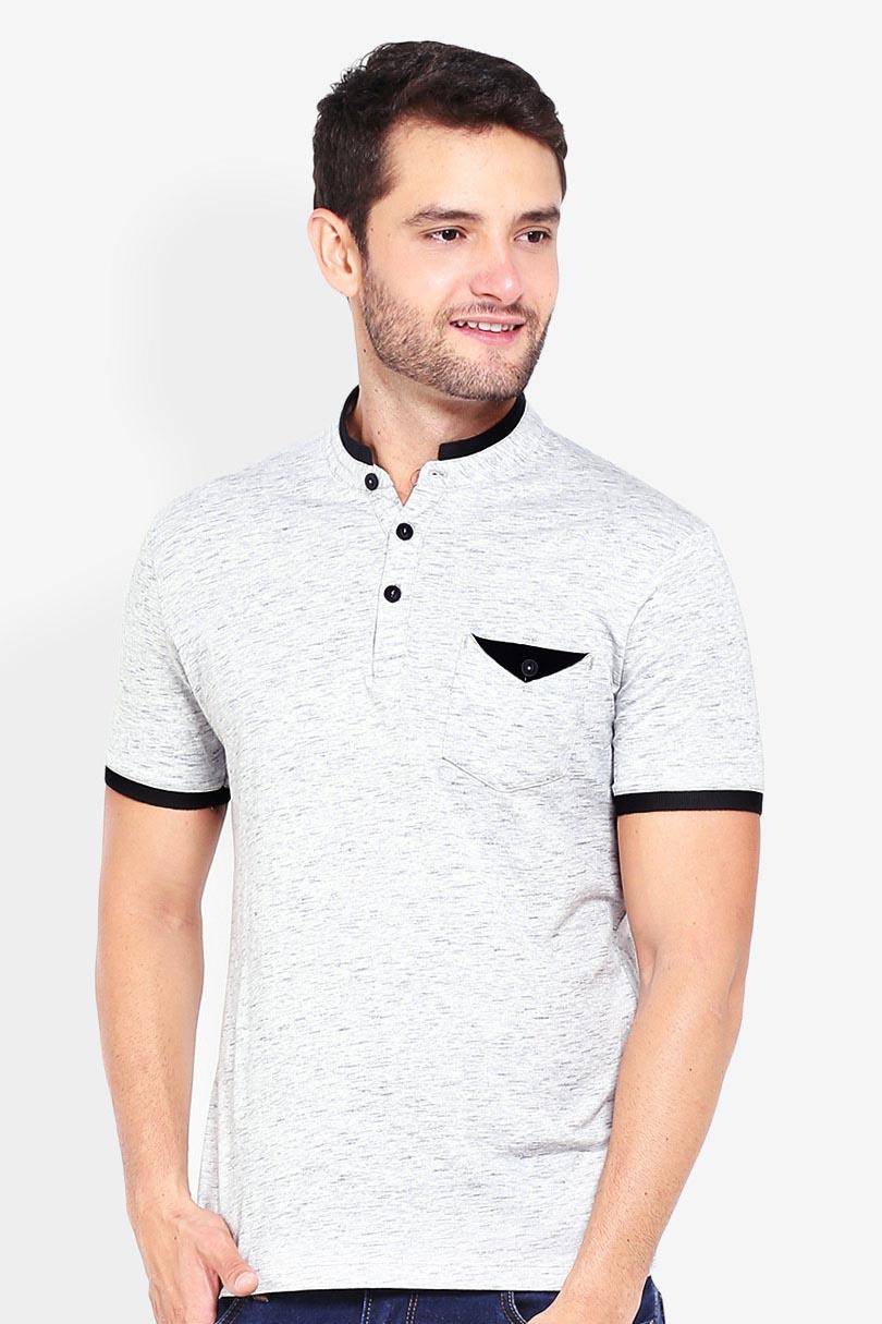 Cressida Pakaian Atasan Kasual Kaos T-Shirt Pria Cressida Polo Fashion Grey