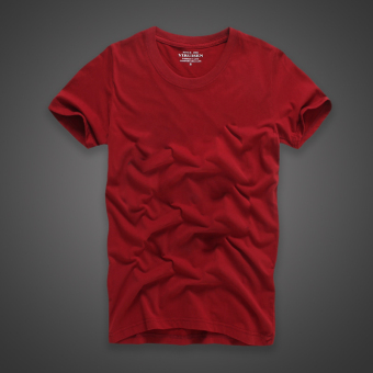 Gambar David Beckham Ayat Yang Sama Warna Solid Lengan Pendek T shirt (Anggur merah) (Anggur merah)