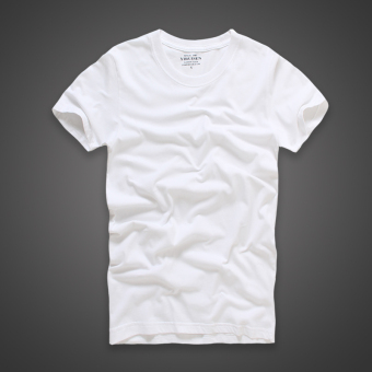 Gambar David Beckham Ayat Yang Sama Warna Solid Lengan Pendek T shirt (Putih) (Putih)