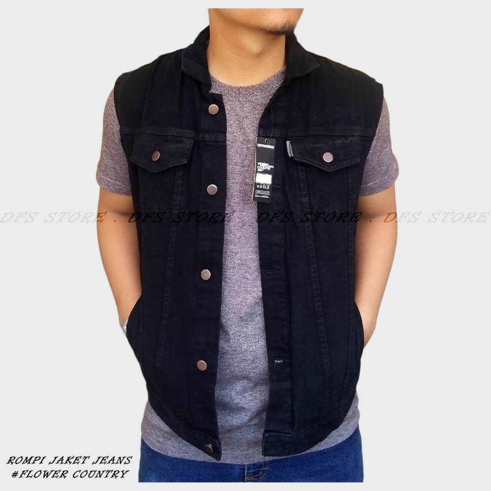 DFS-FW JAKET ROMPI JEANS PRIA - BLACK