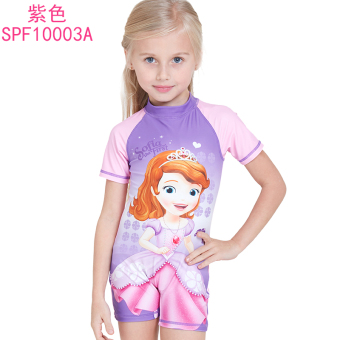 Gambar Disney anak anak baju renang (SPF10003A ungu)