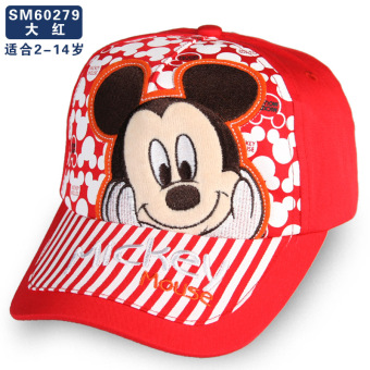 Gambar Disney Anak laki laki dan perempuan anak topi matahari anak topi topi (Referensi lingkar kepala yang sebenarnya untuk membeli (dapat disesuaikan) + Merah)