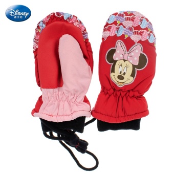 Gambar Disney anak perempuan ditambah beludru anak Halter sarung tangan ski sarung tangan anak sarung tangan sarung tangan katun (SM70003 merah)