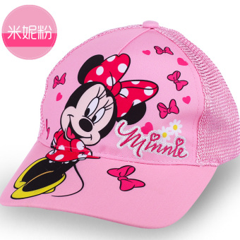 Gambar Disney jala anak laki laki dan perempuan anak topi baseball visor topi (50 cm cocok untuk lingkar kepala 48 50 cm + Minnie merah muda)