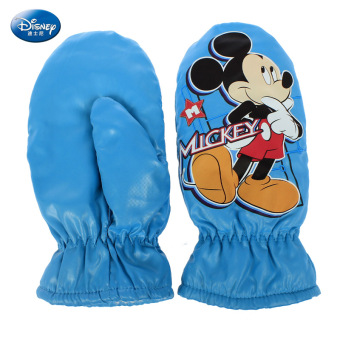 Gambar Disney Mickey tahan air anak laki laki dan perempuan yang hangat sarung tangan anak sarung tangan (SM70001 biru)