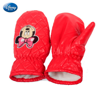 Gambar Disney Mickey tahan air anak laki laki dan perempuan yang hangat sarung tangan anak sarung tangan (SM70008 Minnie merah)