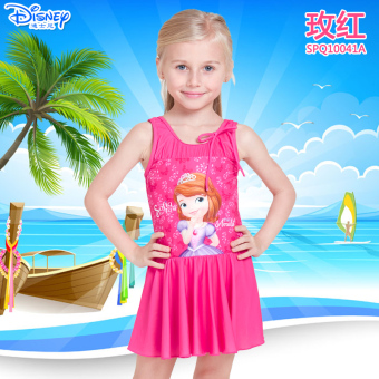 Gambar Disney Princess Anak perempuan gaya perpecahan rok baju renang anak anak pakaian renang baju renang (SPQ10041A Rose mengirim berenang lap + topi renang + + kacamata)