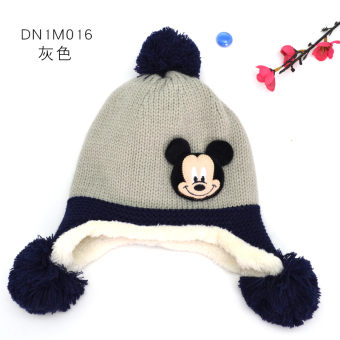 Gambar Disney Tambah Beludru Pria Dan Wanita Hangat Topi Rajutan Sayang Topi (Ukuran (Lingkar Kepala 48 52 Cm) + DN1M016 Abu abu)