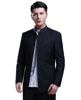 Gambar Distro Fashion Blazer Pria Mandarin Style  Hitam