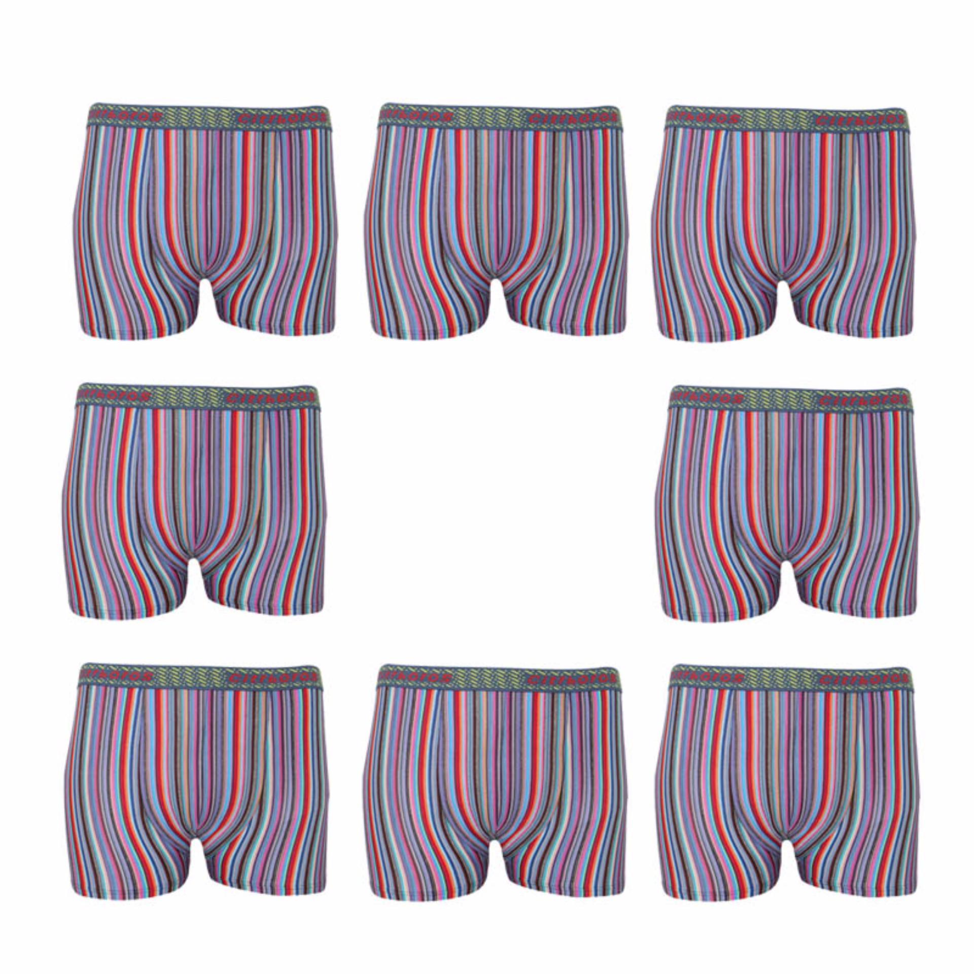 EELIC CDP-2267-4 PINK 8 PCS Celana Dalam Boxer Pria Stripe Maskulin Dan Sexy