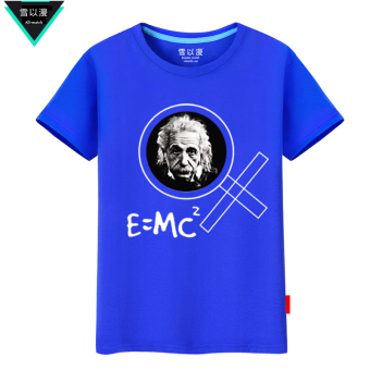 Gambar Einstein salju musim panas musim panas kapas lengan pendek t shirt (Biru)