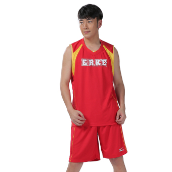 Gambar Erke Model Laki laki Baru Tanpa Lengan Pelatihan Olahraga Kasual Pakaian Basket (Merah) (Merah)