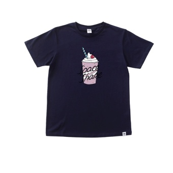 Gambar Eropa dan Amerika baru kentang goreng es krim t shirt (T shirt biru tua (es krim))