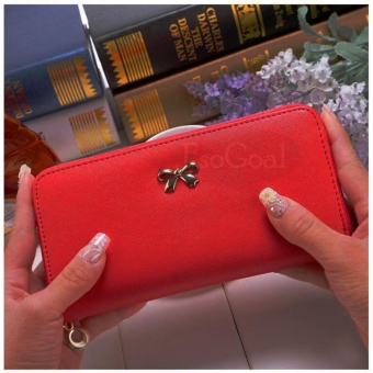 EsoGoal 2017 busana wanita Clutch kulit panjang dompet tempat kartu dompet busur tas .