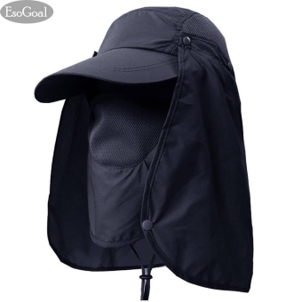 Gambar EsoGoal Summer Sun Hat Protection Caps Flap 360?Outdoor Fishing Hat With Removable Neck Face Flap Cover, UPF 50+ Cap For Men And Women(Navy Blue)   intl