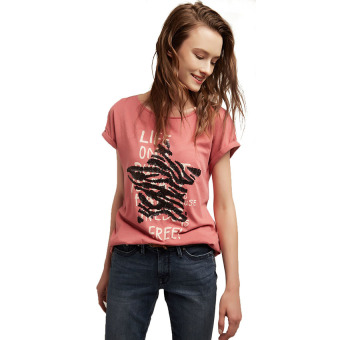 Gambar Esprit T Shirt With Sequin Embroidery   Berry Red