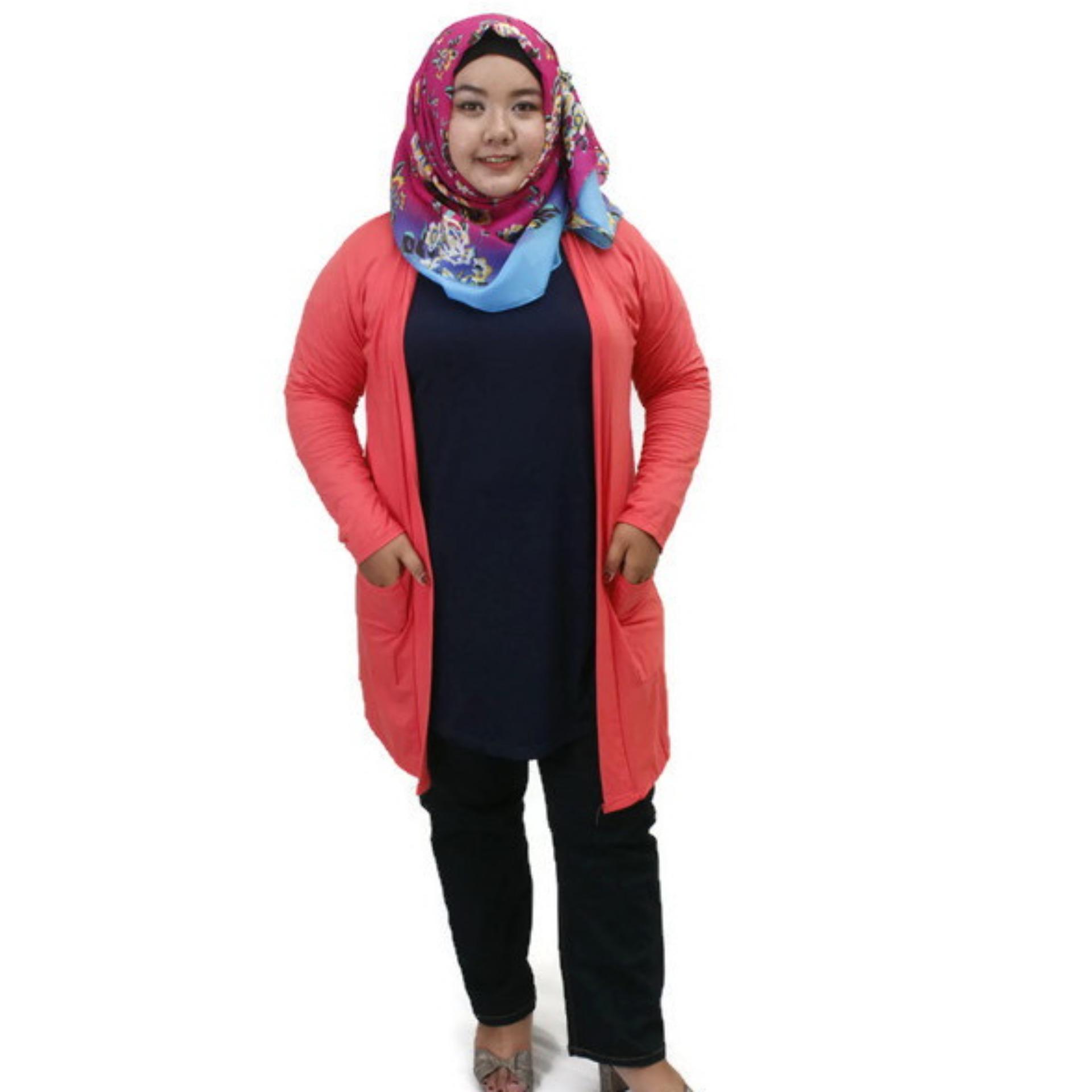 Ezpata Cardigan Wanita Jumbo Big size Lengan Panjang Polos - Hitam