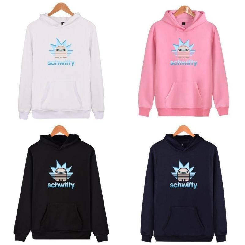 Fantastis Bunga Schwifty Dicetak Terbaru Fashion Unisex Pullover Hoodie Jaket Lapisan Sweatshirts Berkualitas Tinggi Kartun Rick dan Morty 5 Warna-Pink-Int: XS-Intl