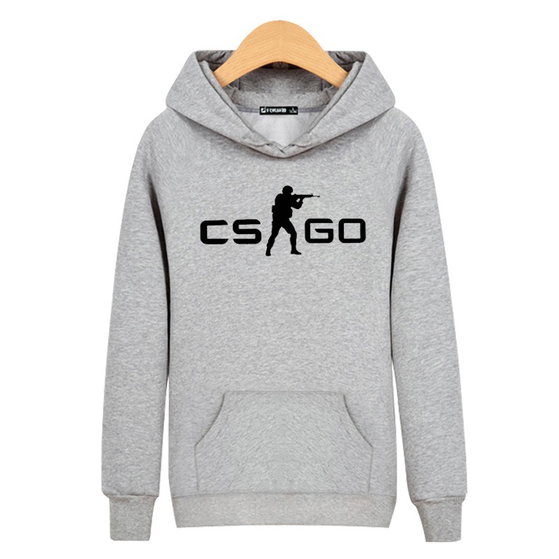 Fashion CS GO Katun Hoodie dan Kaus dengan Street Wear StyleBrand Hoody Hooded Sweatshirt Dalam Pria Abu-abu-Intl