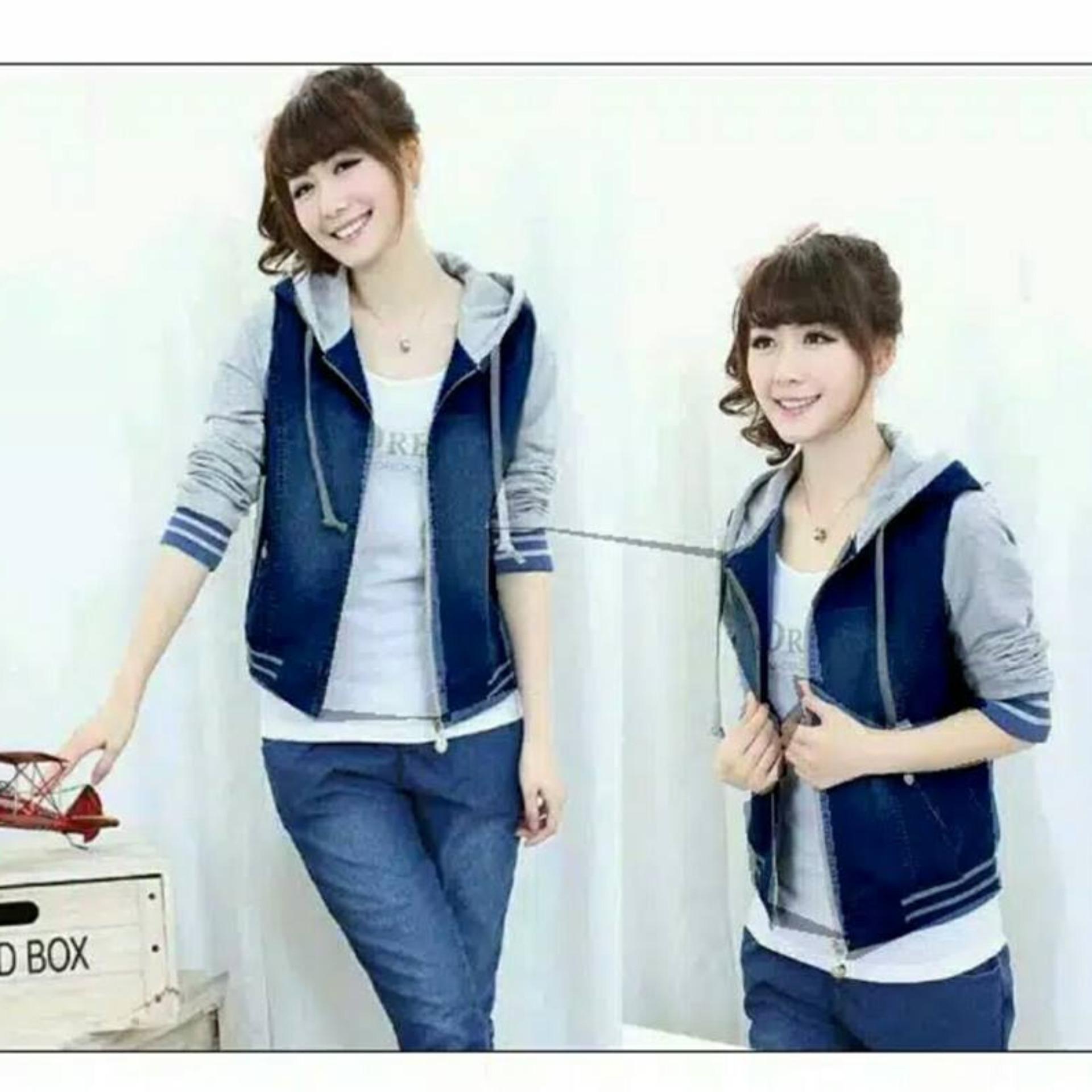 FASHION FLOWER-JAKET WANITA  JAKET BLAZER WANITA  JAKET HOODIE JEANS WASHED-ABU